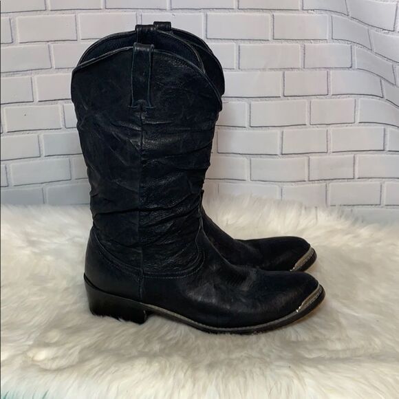 Durango Scrunched Slouch Black Leather BootsSz 10 - Picture 4 of 7